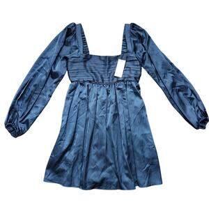 NWT Abercrombie & Fitch Emerson Satin Dark Blue Dress Size XSP